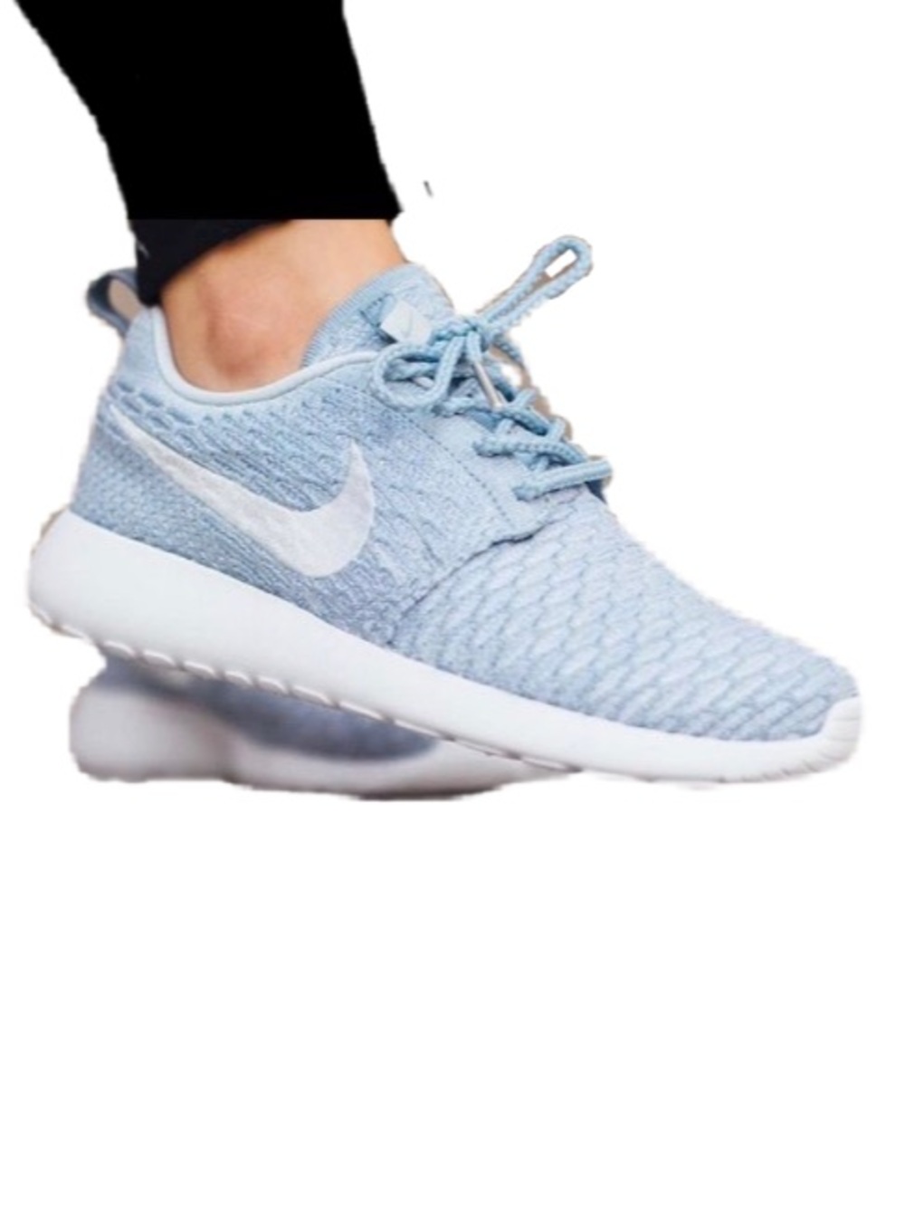 Nike Roshe One Flyknit Trainers size 6.5 Armoury Blue/White Running Gym